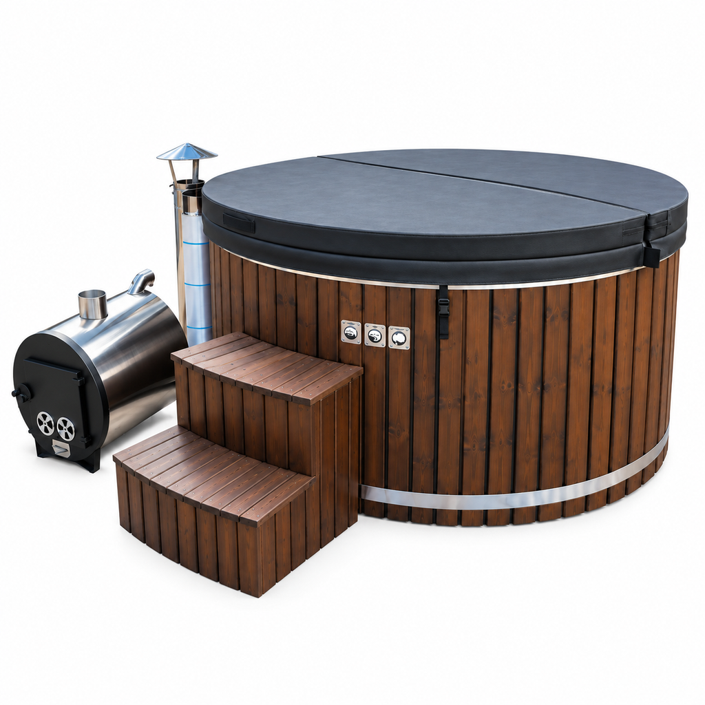 Nordic Thermowood 2.0m Wood-Fired Hot Tub – Hydro & Air Massage