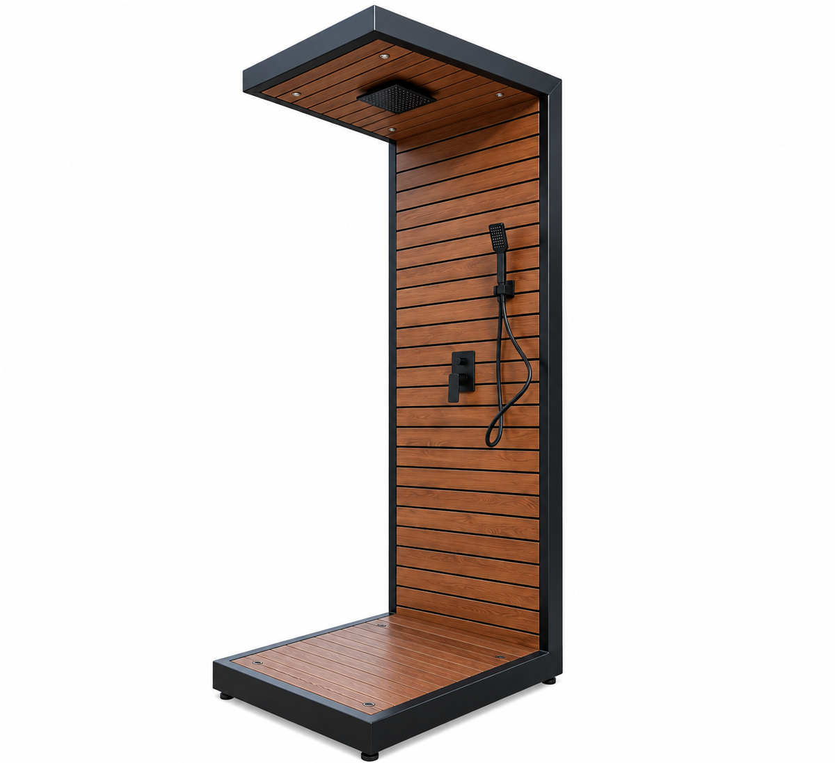 Nordic SQUARE Outdoor Shower – Premium Wood & Steel