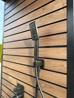 Nordic SQUARE Outdoor Shower – Premium Wood & Steel